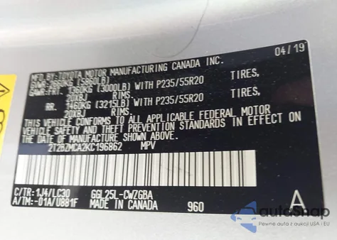 2019 Lexus Rx 350 F Sport z USA, uszkodzony, nr VIN 2T2BZMCA2KC196862